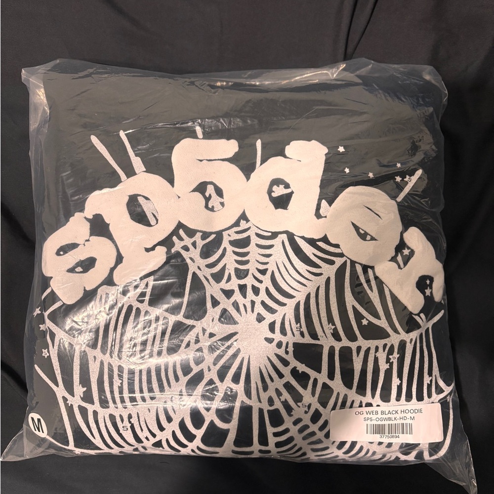 Sp5der Black Hoodie with Web Design